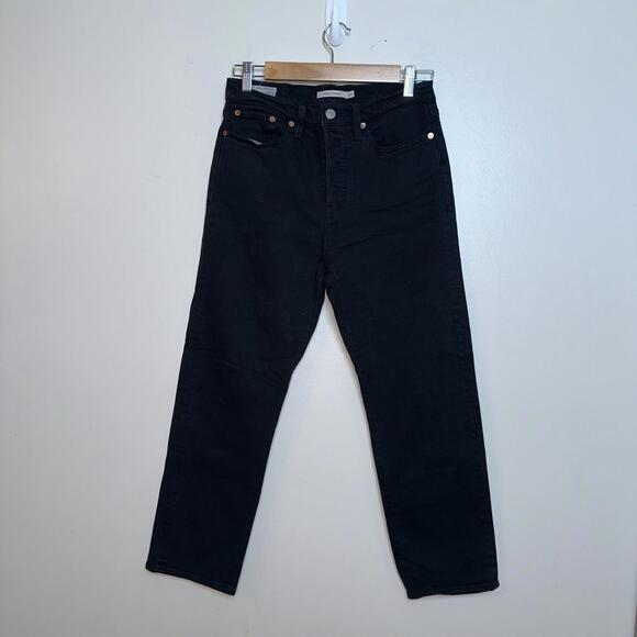 Levi’s Premium Wedgie Straight Jeans Women's Sz 27‎ Black Button Fly Big E - Picture 1 of 9